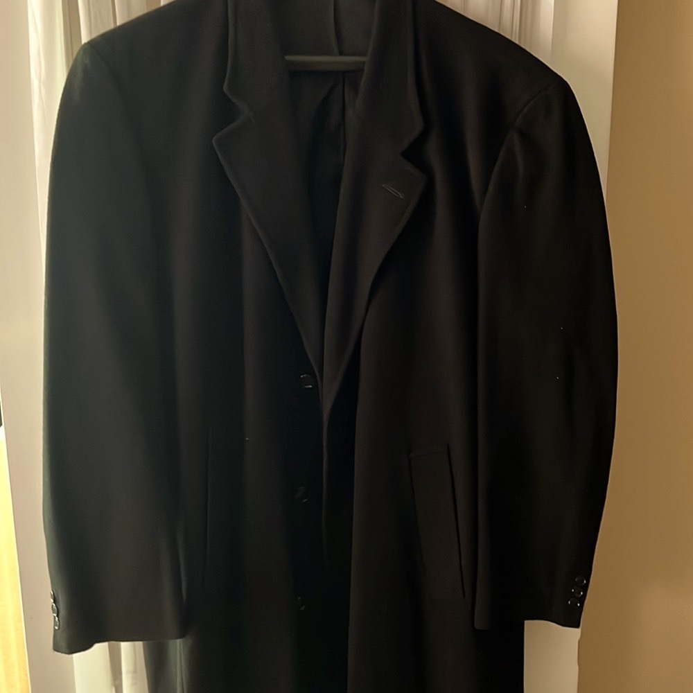 Black Men’s Cashmere Blend Wool Overcoat by Kasper